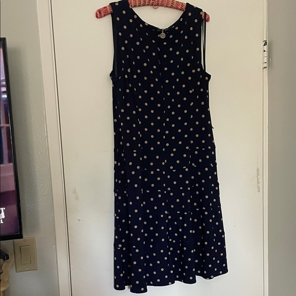 Tommy Hilfiger Navy and Cream Polka Dot Midi Dress - Picture 4 of 6